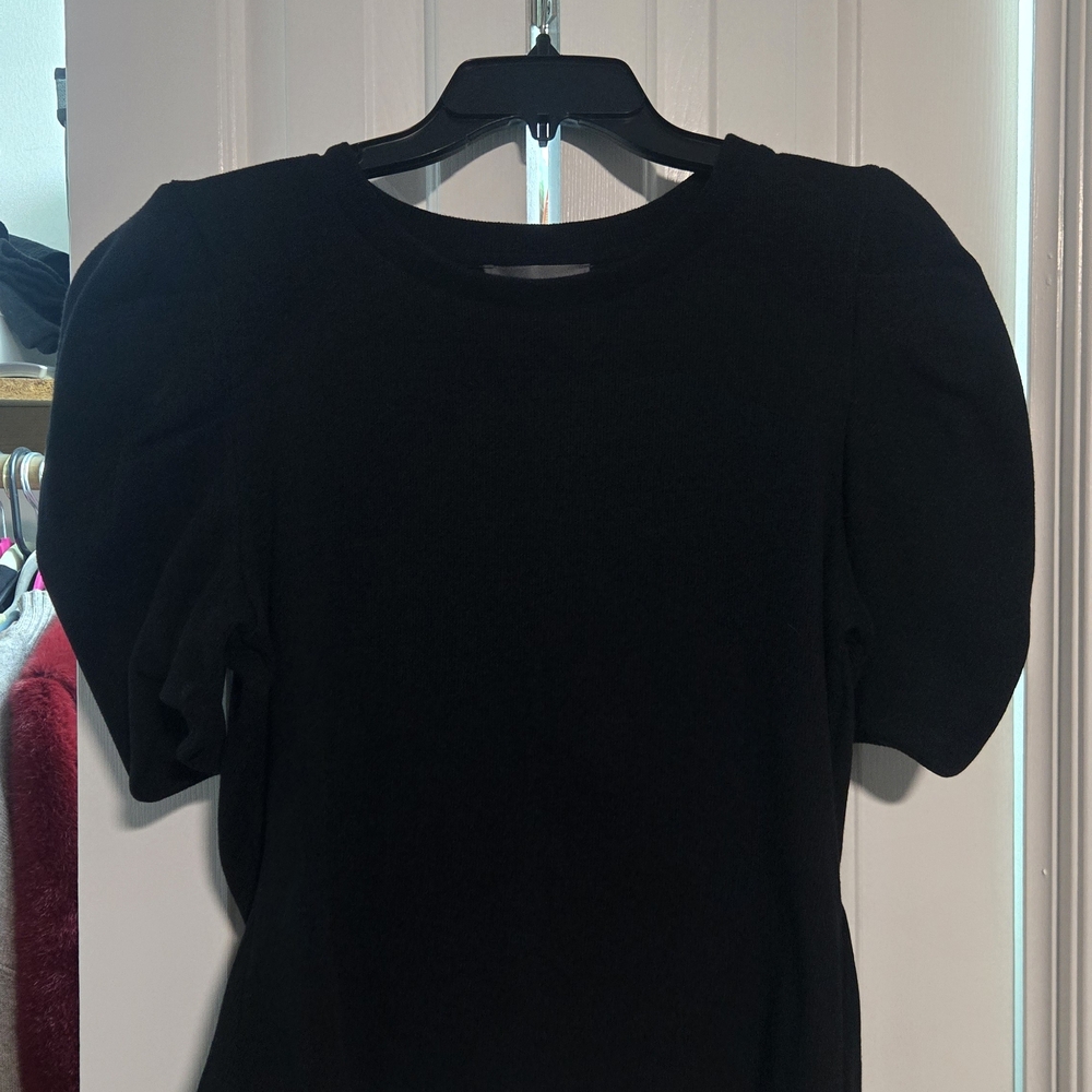 Anthropologie Black Puff Sleeve Blouse